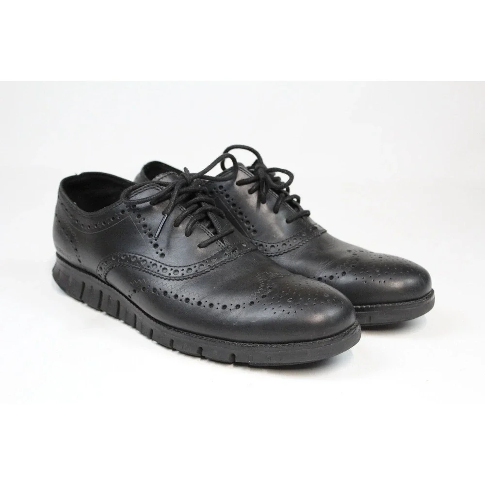 Cole Haan Zero Grand Mens Black Leather Wingtip Oxford Shoes C20719 - Size 11 M